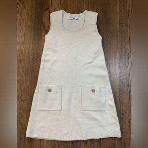 Zara Sleeveless Sweater Dress-Size Small-Ivory/Cream